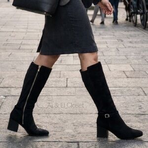 Blondo Twyla Waterproof Tall Boots Black Suede 7.5M Block Heel New With Box